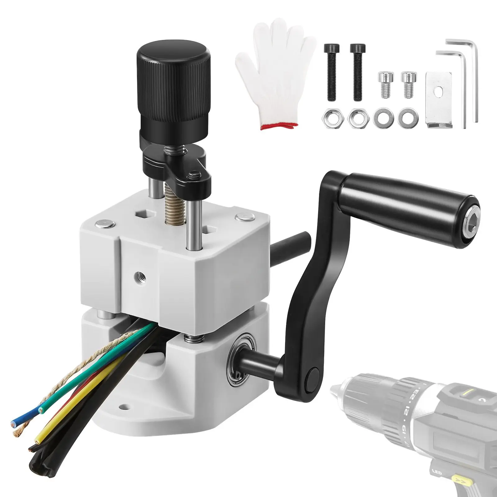 Manual Wire Stripper and Stripping Machine for 0.06 to 1 Inch Wires | Hand or Drill Powered Portable Cutter for Insulated Copper and Aluminum Wire, Adjustable Cutting Radius, Ergonomic Handle, Lightweight