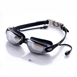 Myopia  swimming goggles black from 1.5 to 5.0 degrees with POPO mirror coating, UV Protection, Waterproof and Anti-fog