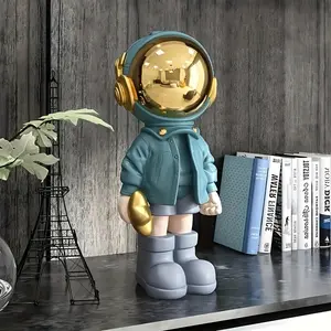 1pc Resin Blue Astronaut Ornament, Statue Art Craft for Bookshelf Home Living Room Office Cafe Decor, Room Tabletop Display Entryway Decor, Mother's Day Spring Easter Gift fake  flowers religious ornament home laundry room bouquet night lamp saving bank