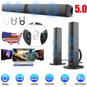 Separable All-in-One Home Theater Sound Bar, Surround Sound System TV Soundbar with 4pcs 5W Magnetic Speakers and 1pc Echo Tube, Supports Wireless, AUX Connection for PC/Gaming/Projectors