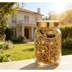 Milky Petal Vintage Mystery Jewelry Jar for Women Necklace Bracelet Ring Earrings & More | Birthday/Christmas/Anniversary Gifts for Women.