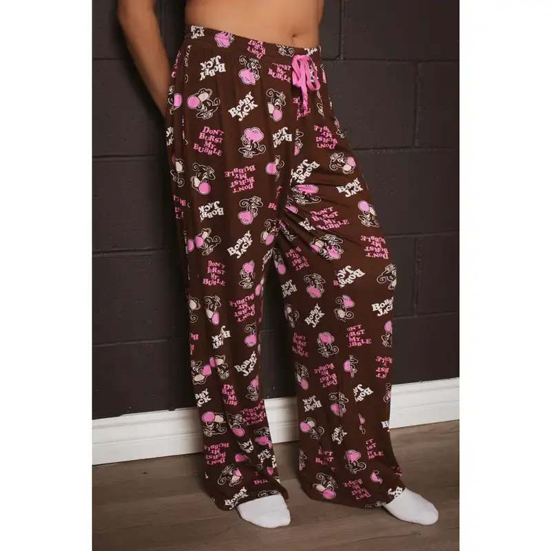 Bobby Jack “Don’t Burst” Pajama Pants – Brown Allover Print Lounge Pants, Soft Comfy Sleepwear