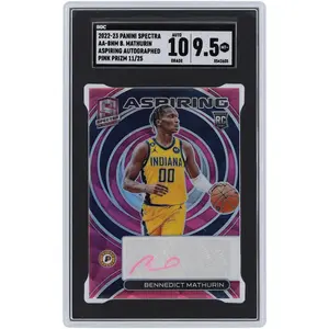 Bennedict Mathurin Indiana Pacers Autographed 2022-23 Panini Spectra Pink Prizm #AA-BNM #11/25 SGC Authenticated 9.5/10 Rookie Card - Fanatics Authentic Certified