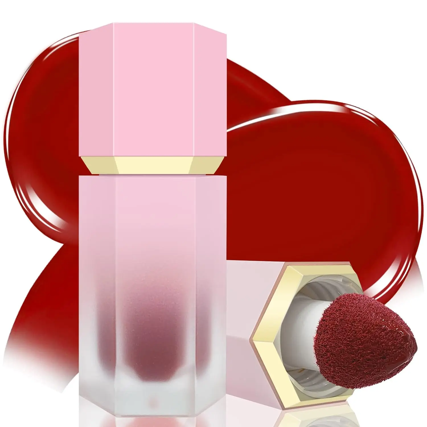BEFIVECOK Liquid Blush for Cheeks, Soft Cream Blush with Cushion Applicator, Dewy Finish Matte Velvet Texture, High-Pigmented Blendable, Long-Wearing Blush Makeup | #08 ARDOUR-Chili Red