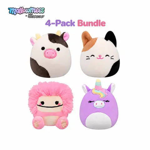 Original Squishmallows ’MallowMees 3-Inch Weighted Plush 4-Pack Bundle – Soft, Slow-Rise Squeeze Sensory Toys for Stress Relief