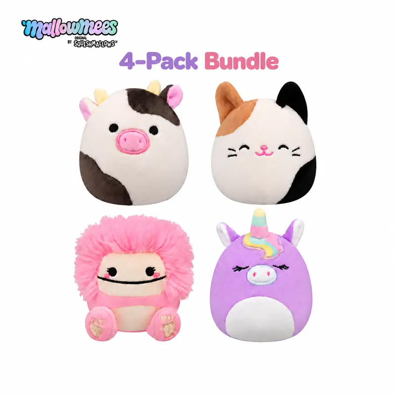 Original Squishmallows ’MallowMees 3-Inch Weighted Plush 4-Pack Bundle – Soft, Slow-Rise Squeeze Sensory Toys for Stress Relief