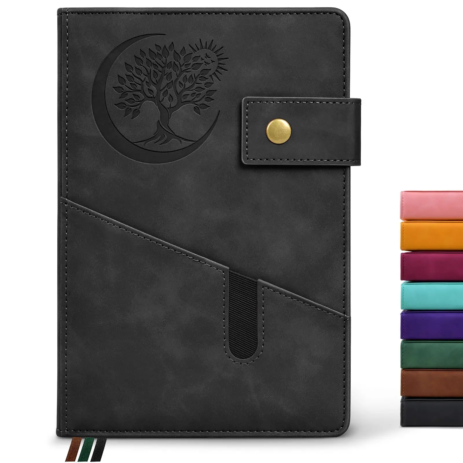 A5 Hardcover Leather Blank Journal - 200 Thick Plain Pages, 5.9"x8.4" Size, Durable Versatile Notebook for Drawing & Writing, Men's Office Stationery
