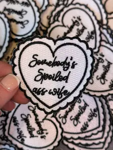 Spoiled wife heart, iron on hat patch, trendy iron on patches, heart shaped patch