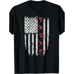 Papaw American Flag Cotton T-shirt Grandpa Gifts Men Crew Neck Casual T-shirt Breathable Comfortable Unisex Birthday Gift