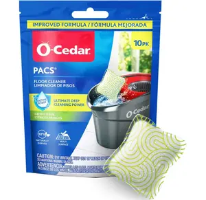 O-Cedar PACS Hard Floor Cleaner, Crisp Citrus Scent 10 Count (1-Pack) | Made with Naturally-Derived Ingredients | Safe to Use on All Hard Floors | Perfect for Mop Buckets