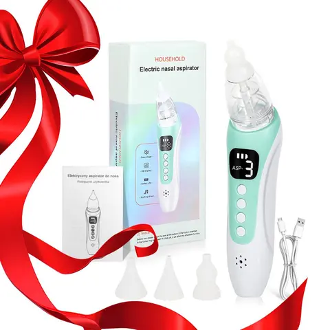 Electric Nasal Aspirator for Home Use, Multi-Functional Lightweight Portable Daily USB-Rechargeable Device with Three Adjustable Levels, Soothing Music and Three Replacement Tips, Cleansing, Nasal Cleaner