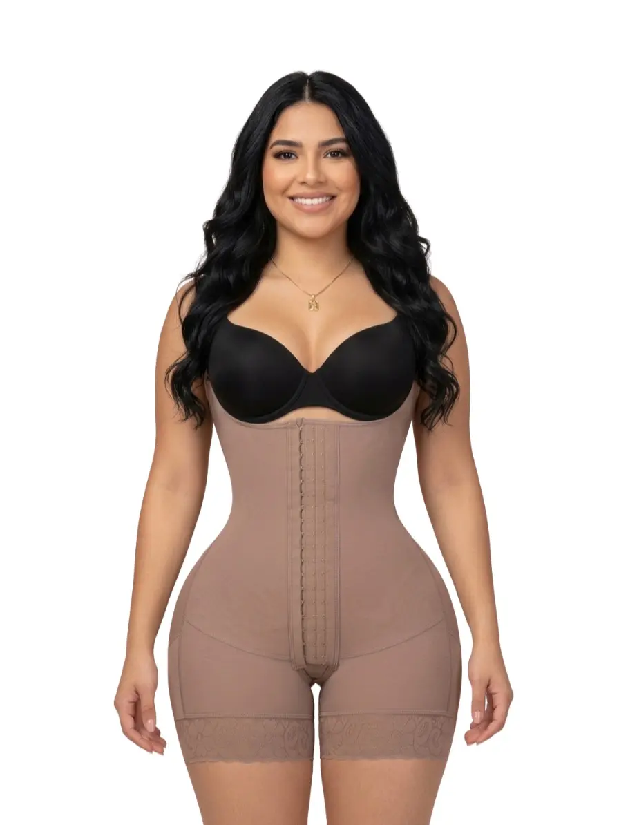 Faja Isabella Reloj de Arena - High Compression Fabric Shapewear with Heart Lift & Lace Straps for Women's Post-Surgical Recovery