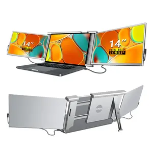 S1 14-Inch Laptop Triple Screen Extender, 1080P FHD Portable Dual Screen Extender, Compatible with 13.5–16.5-Inch Laptops, Supports Windows/macOS, USB-C/HDMI Connection, Multi-Tasking Monitor for Work and Gaming