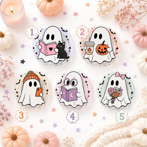 Spooky Ghost Phone Grip Cute Halloween Clear Dome Kawaii Book Lover Reader Stand Holder Universal Fit Fall Cozy Gift