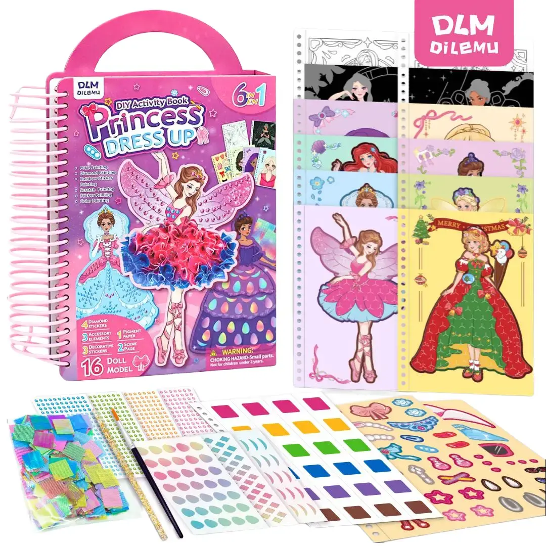 DLMdilemu Diamond Art Supplies Kit - Special Diamond Painting, Princess Book Makeup Craft, Foil Art Books Set for Girls - Educational Handcraft Toys, Christmas Gifts