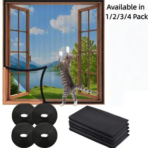 Self-Adhesive Window Screen Netting Mesh Curtain, 130X150cm (Approach 51x59 Inches), With Hook And Sticky Tape, Fitted To Multiple Windows