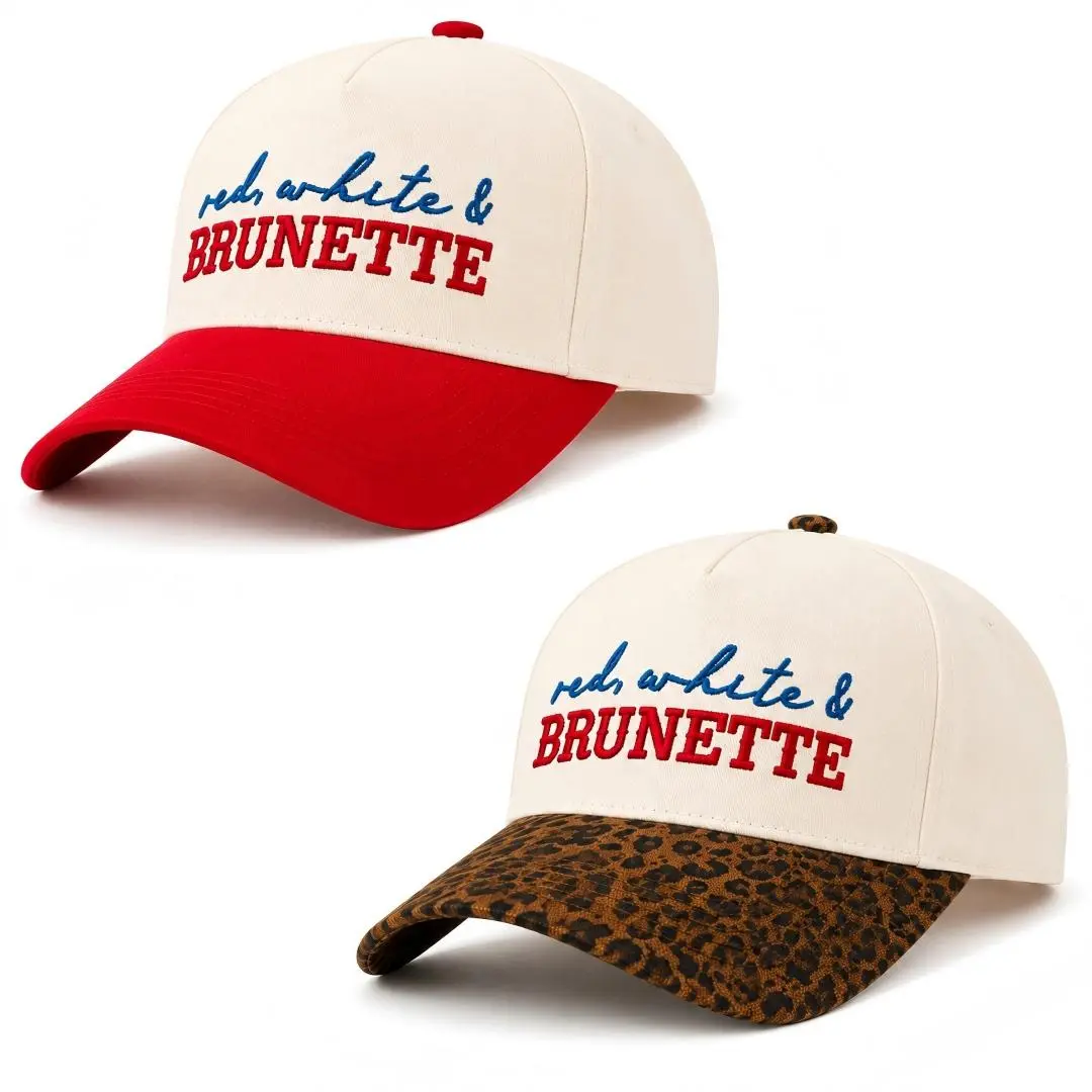 Women's BRUNETTE Adjustable Snap Curved Brim UV Sunblock Breathable Baseball Cap, Patriotic Independence Day Themed, Red/White/Blue, for Summer Outdoor Activities, Commute, Casual
