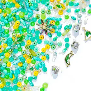 B396]Tiny Cyan Oasis DIY Beads DIY Charms Set LL