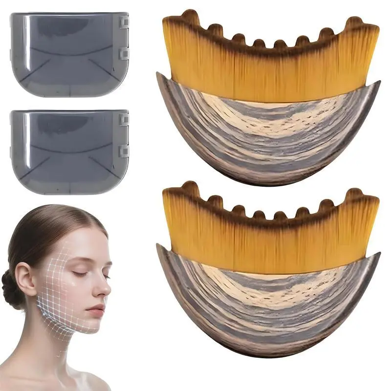 2PCS New Lymph Contour Facial Brush, Dry Brushing Face Massager, Neckline Shaping Tool, Facial Care Tools, Ergonomic Design, Precision Fit, Relieves Fatigue