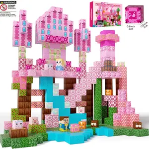 Pink Princess Castle Magnetic Tiles, Magnetic Building Cubes - 200 PCS Magnetic Building Blocks Set, Building Block Kit, STEM & Montessori learning Toys for Kids Ages 3+, set with Storage, Educational Birthday Christmas Gift for Girls