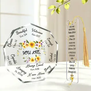 1pc Inspiring Christian Gift, Bible Verse Acrylic Study Table Decor Bookmark Set, Reading Gift for Christians, Birthday Gift and Graduation Gift, For Room Decor, Bedroom Decor, Office Decor, Home Decor Items, Bible Study Supplies, School Supplies