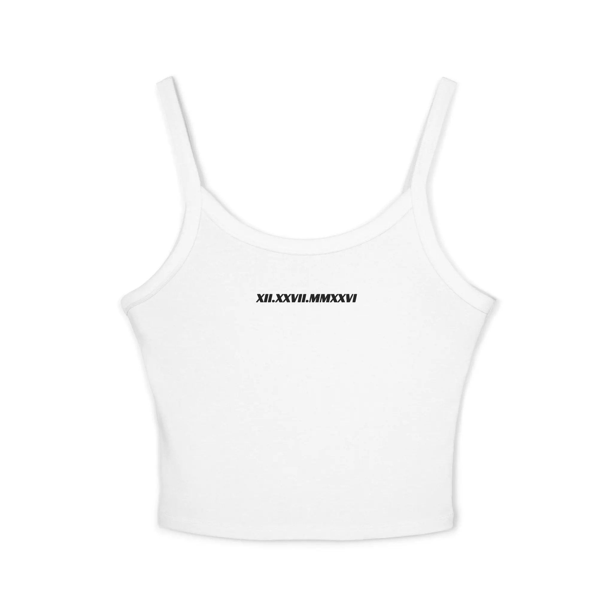 tops Customizable Date Roman Numerals Crop Tank Top | Anniversary Girlfriend | Bachelorette Shirt Wedding Gift Bridal Shower Bride White Womens graphic y2k casual comfy cami slim sleeveless top tight-fitting