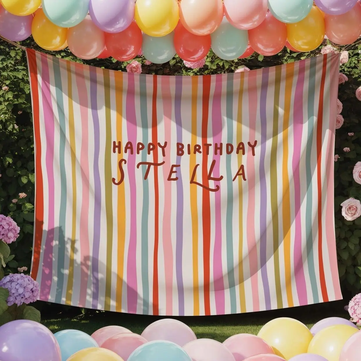 Happy Birthday Banner Kids Tapestry, Backdrop Personalized Birthday Name Banner