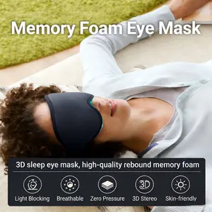 Sleep Mask for Side Sleepers, 3D Contoured Eye Mask with Thickened Padded Nose Bridge for Total Light Blockout, Relaxing Sleeping Mask with Adjustable Strap for Nap, Travel, Hotel, Yoga