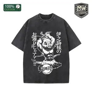 Vintage Washed Anime T-shirt | Inosuke Inspired Graphic Tee | 100% Cotton Oversized Streetwear