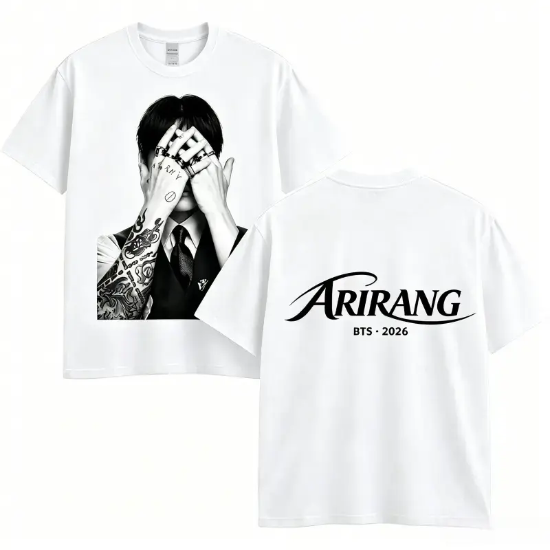 Vintage Boys Arirang World Tour 2026 Shirt, Retro Black & White Aesthetic Shirts, RM Jin Suga J Hope Jimin V Jung Kook Lightweight Cotton Tee, Gift Merch For KPOP Army Fans