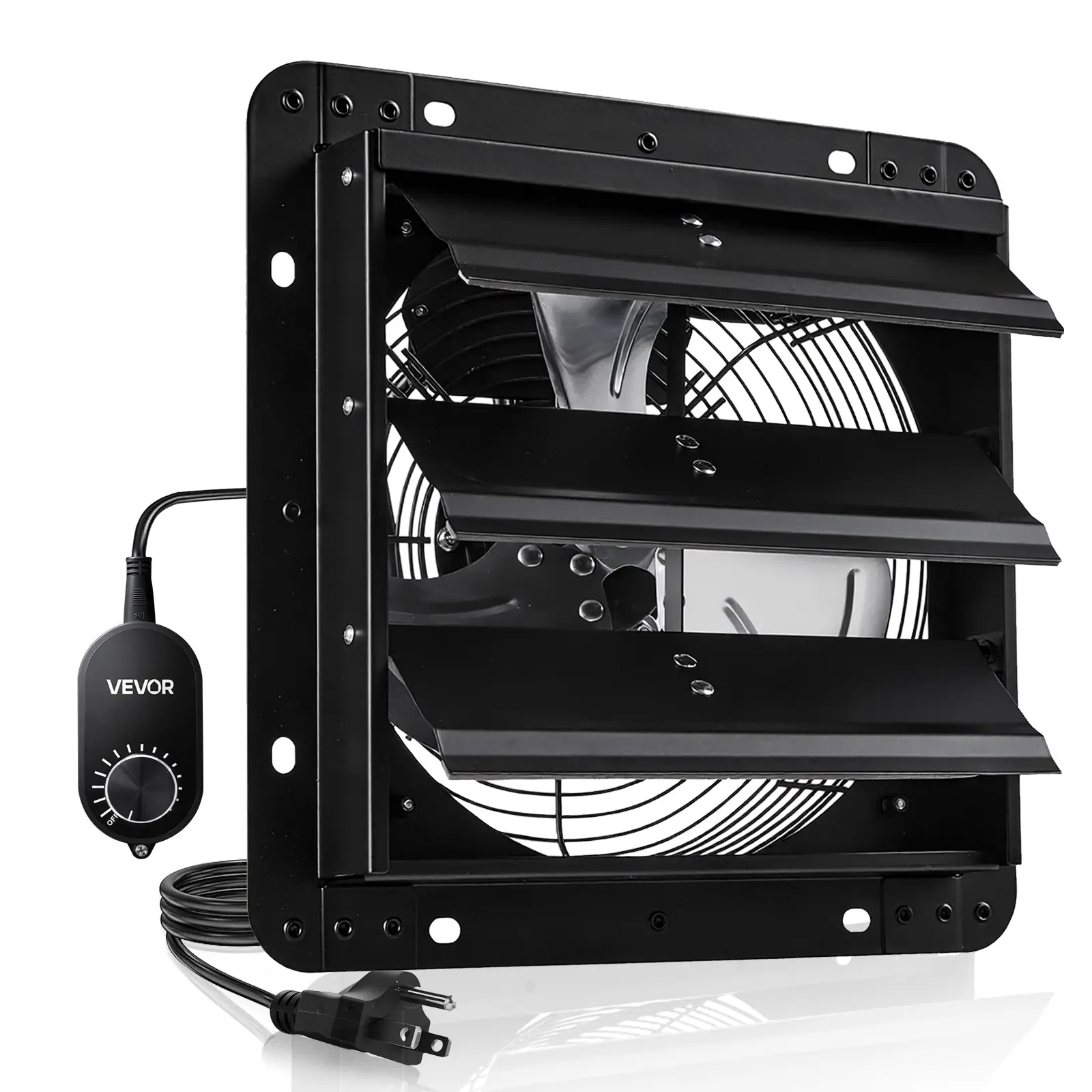 【SummerFinds】VEVOR 10-in Wall Mounted Shutter Exhaust Fan, 900 CFM AC Motor with Variable Speed Controller, Heavy-duty Steel, Low Noise for Shed, Garage Ventilation Cooling, Black Fans, Cooling Wall-Mounted Fans, Low-Profile Wall-Mounted Fans