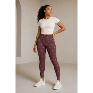 Women's KYNDEO Formline Skinny Leggings - Oxblood Monogram, Polyester-Spandex Fabric
