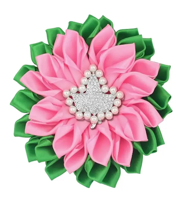 Pink & Green Satin Brooch Pin AKA Inspired