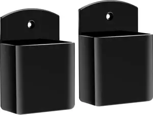 2pc Adhesive Remote Control Holder, Wall Mount TV Controller Holder, TV Remote Organizer, Wall Pen Holder Desk Accessories Storage for Home Office School, Black