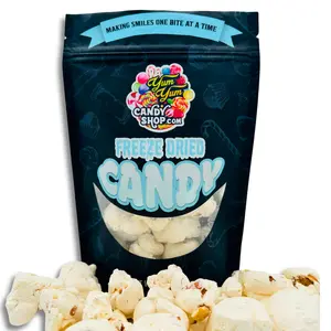 Yum Yum Candy Shop Peanut Nougat Crunch Bites Freeze Dried Candy Snack Sweet Corn Flavor Gluten Free 2 oz Bag
