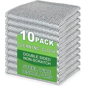 10 Pcs New Upgrade Steel Wire Dishcloth,Double-Layer Steel Wire Cleaning Cloth,Powerful Cleaning Non-Scratch Wire Dishcloth Rag for Cookware, Sinks, Dishes, Stove Tops
