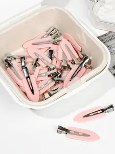 24pcs Solid Color Plastic Traceless Clip Hair Clip Set Youth Vitality Pure Cute for Self Use Giving People Out for Travel, Suitable for Women with Long and Short Hair