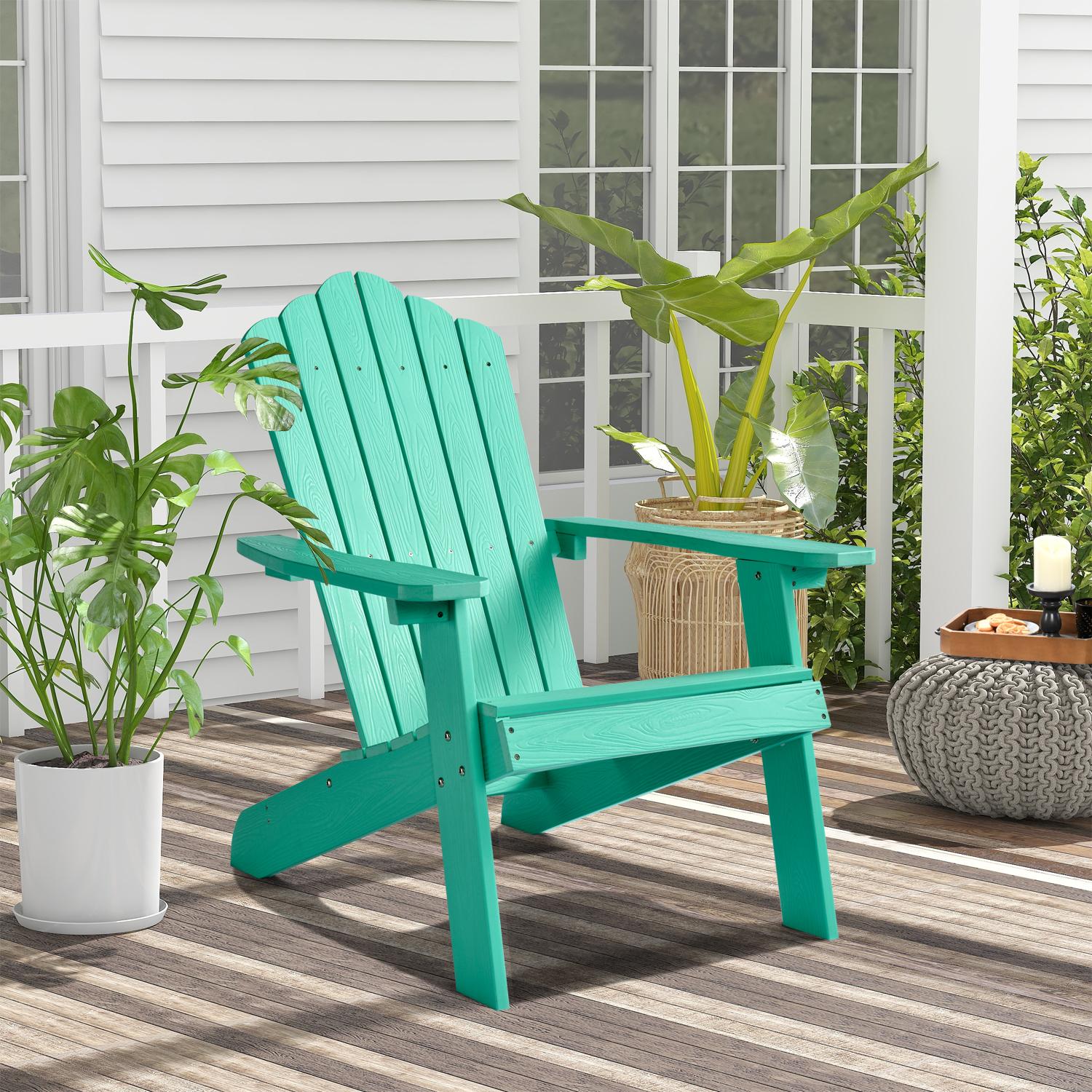 ALLWEX Outdoor Adirondack Chair & Side Table Set, HDPE Weather-Resistant High-Back Armchair, Folding Table with Wood Grain Finish for Garden, Deck ALLWEX Outdoor Adirondack Chair & Side Table Set, HDPE Weather-Resistant High-Back Armchair, Folding Table with Wood Grain Finish for Garden, Deck