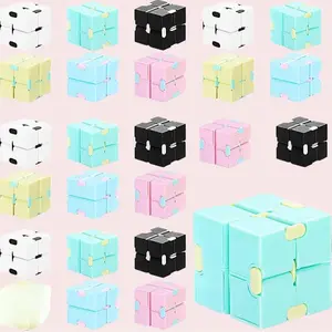 24 Pieces Infinity Cube Fidget Toy Mini Blocks Cube Bulk Gadget Sensory Toy Hand Held Blocks Finger Gadget Gift for Adults Anxiety Stress Relief Game(Cute Style)