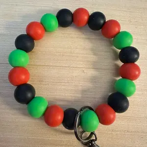 Fashion Beaded Wristlet Keychain, silicone beads, With Tassel, Fashionable