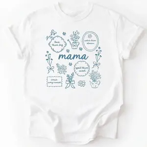 Comfort Colors Custom Floral Grandma Shirt, Floral Mama T-Shirt, Personalized Mothers Day Gift, Mama Nana Auntie Mimi Gigi Grammy Shirt