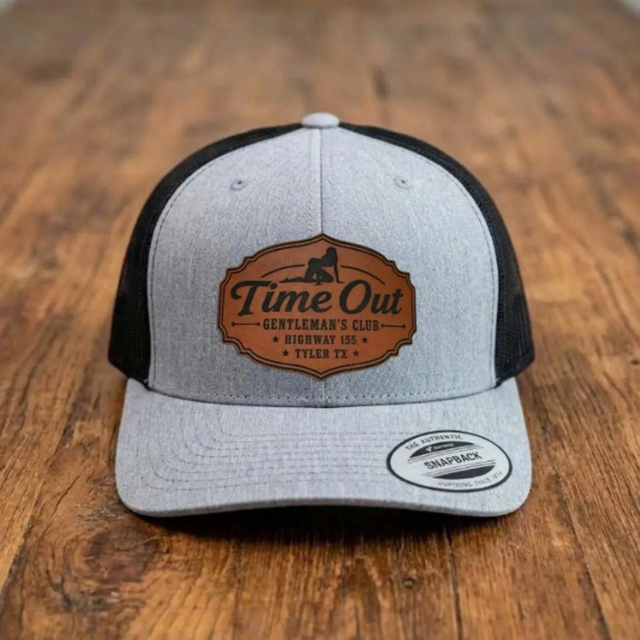 Time Out Men's SnapBack Patch Hat - Highway 155 Tyler TX Design trucker, Graphic Trucker Hat, Casual Hat