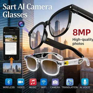 Smart AI Camera Glasses 8MP | Photochromic UV Protection | Hands-Free Video Recording for Hiking Travel | 32gb of super large storage space | 160+ Languages Real-Time Translation