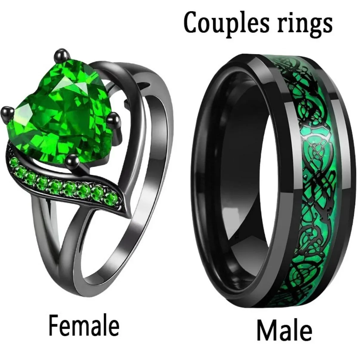 Dragon Motif Couples Rings, Water Drop Shape Costume Fashion Jewelry with Sparkling Colorful Gemstone Accents, Eye-Catching Statement Accessory, Party Wear, Sparkle Look, All Seasons Use, Copper, Sparkle Gems