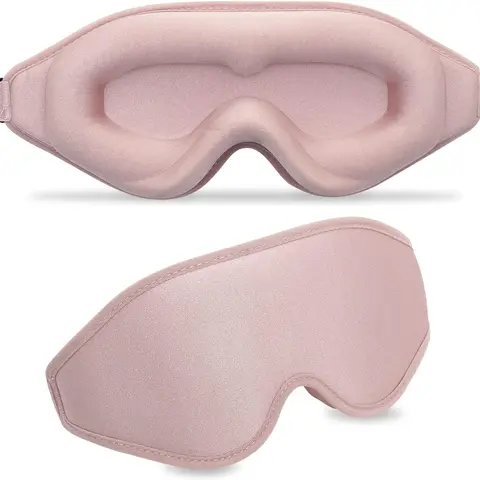 3D Contoured Sleep Mask for Women Men,Effective Light Blocking Eye Mask Sleeping Soft Night Blindfold with Adjustable Strap(Pink) Foam Gift