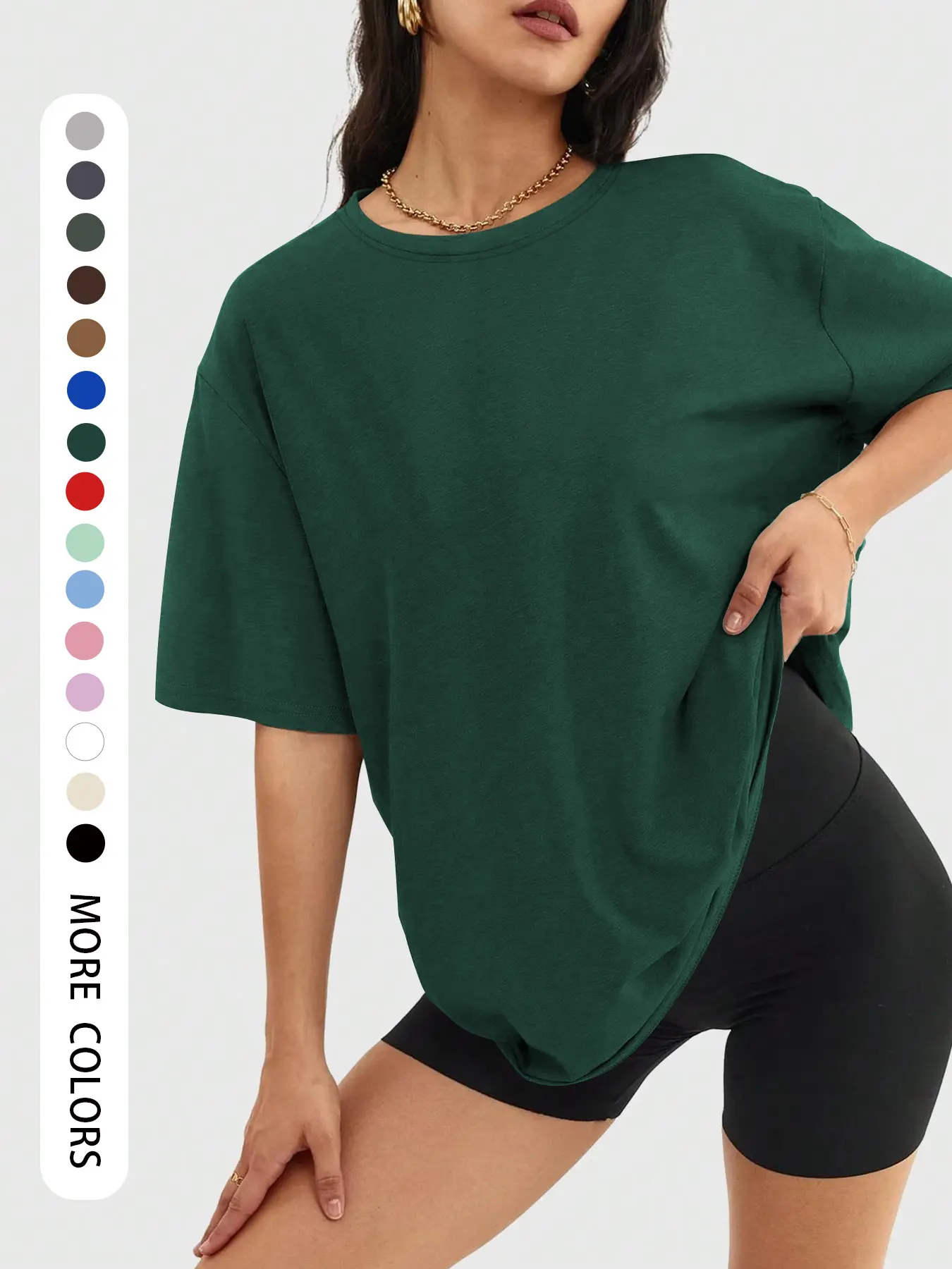 Women's Loose-Fitting Oversize Casual Streetwear Minimalist Basic Baggy Solid Color Round Neck Crewneck T-Shirt, Soft Breathable Fabric for Everyday and Commute Wear, Fashionable and Comfortable Oversized Top Womenswear, Casual Tee Tops