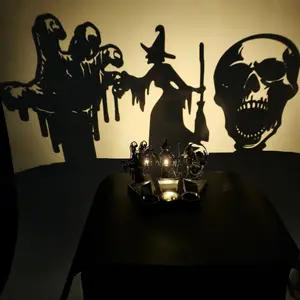Gothic Halloween Shadow Casting Candle Holder Creepy Desktop Decor for Party Room Decoration