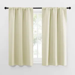 NICETOWN Kitchen Curtains, Short Blackout Curtains & Drapes, Home Decoration Privacy Thermal Insulated Curtains for Unicorn Theam Room (Beige, 34" Wide, 54" Long, 2 PCs)