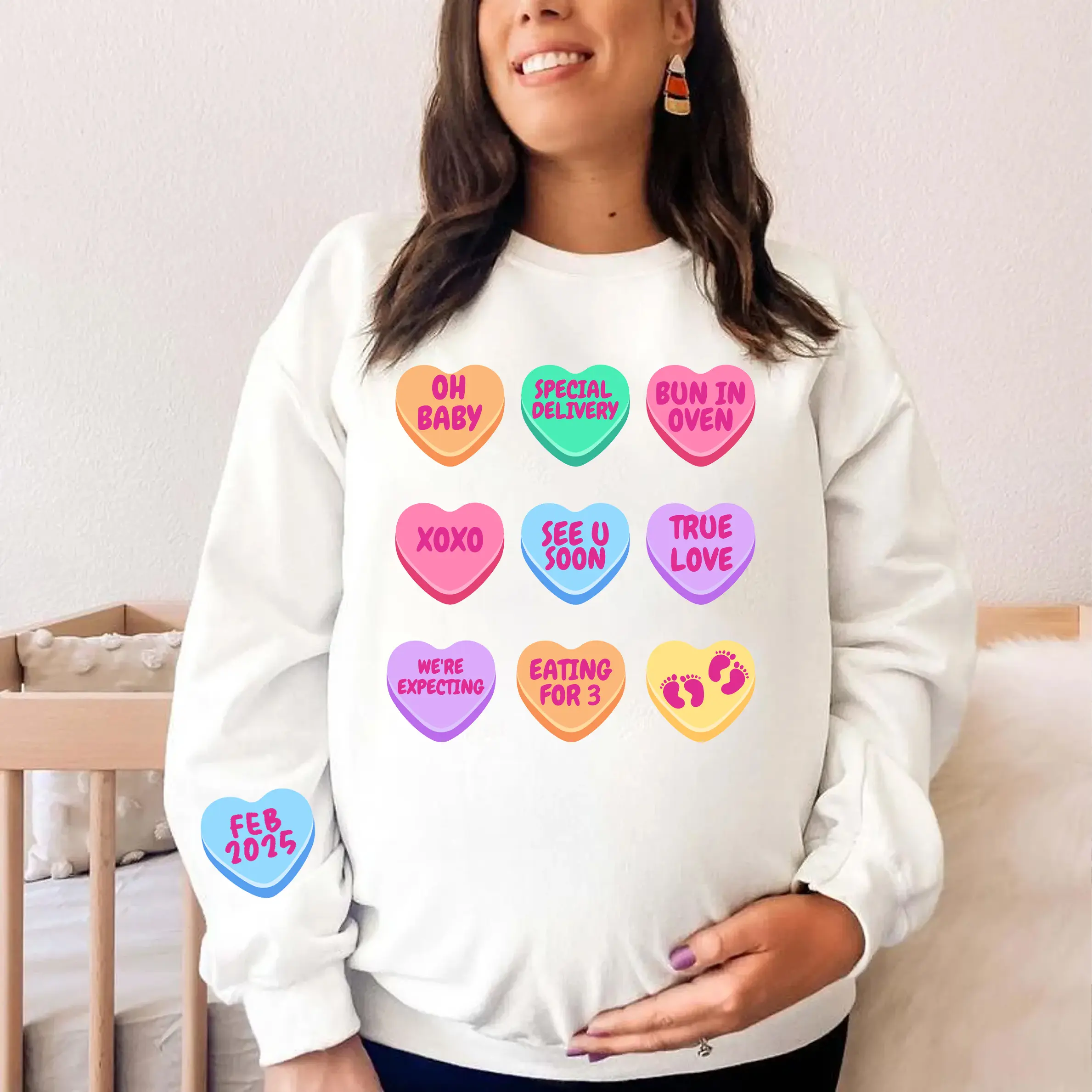 Valentine's Pregnancy Announcement Sweatshirt, Hearts Valentine's Day Pregnant Hoodie, Valentine Maternity Sweater, Funny Valentines Pregnancy Shirt, Baby Reveal, Baby Announcement Gift