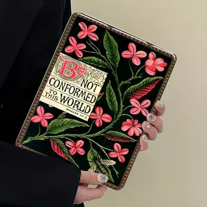 Retro Floral Bible Verse Tablet Case, Christian Aesthetic Cover, Auto Sleep/Wake Mode, Anti-Drop & Scratch-Resistant, Transparent Acrylic Back, For 7.9/8.3/10.2/10.5/10.9 Inch, Full Shock Absorption for Desk